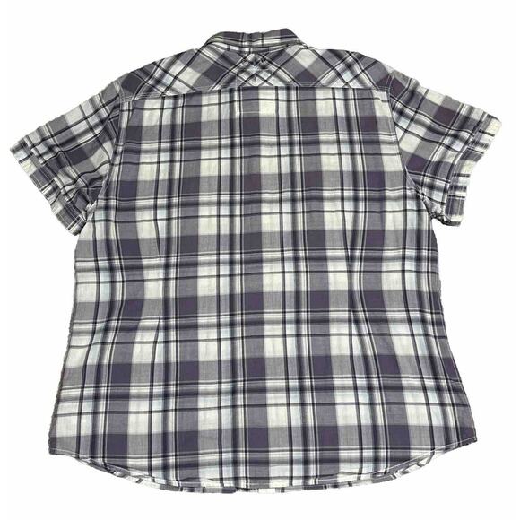 Guess Los Angeles Mens Western Style Plaid Short Sleeve Button Up Shirt size XXL - Picture 2 of 8